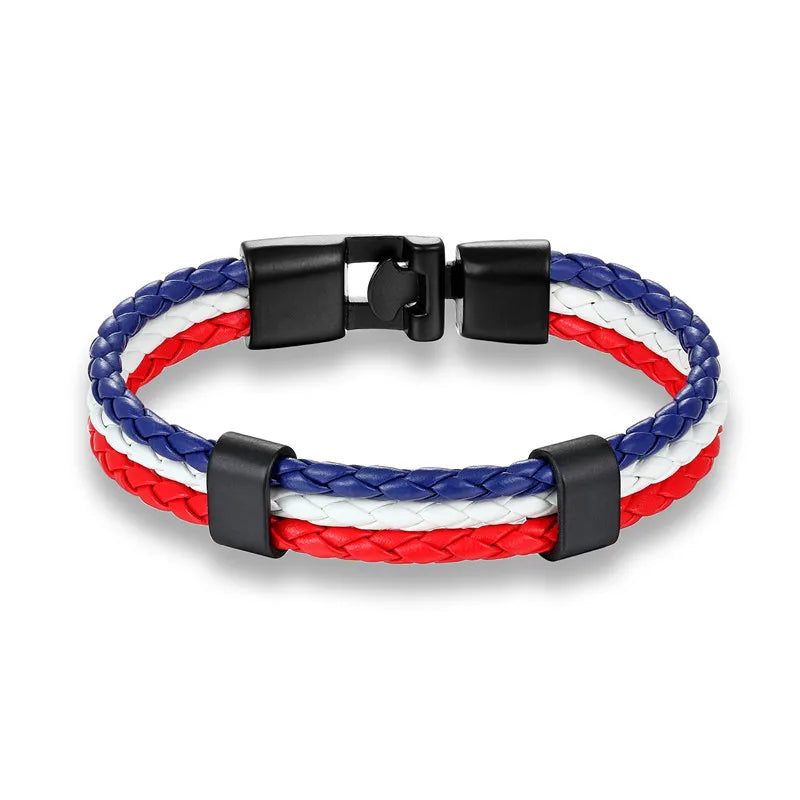 High Quality Country Spain Flag Leather Bracelet Men Women Easy-Hook Bracelets & Bangles Male Female Jewelry Pulseras