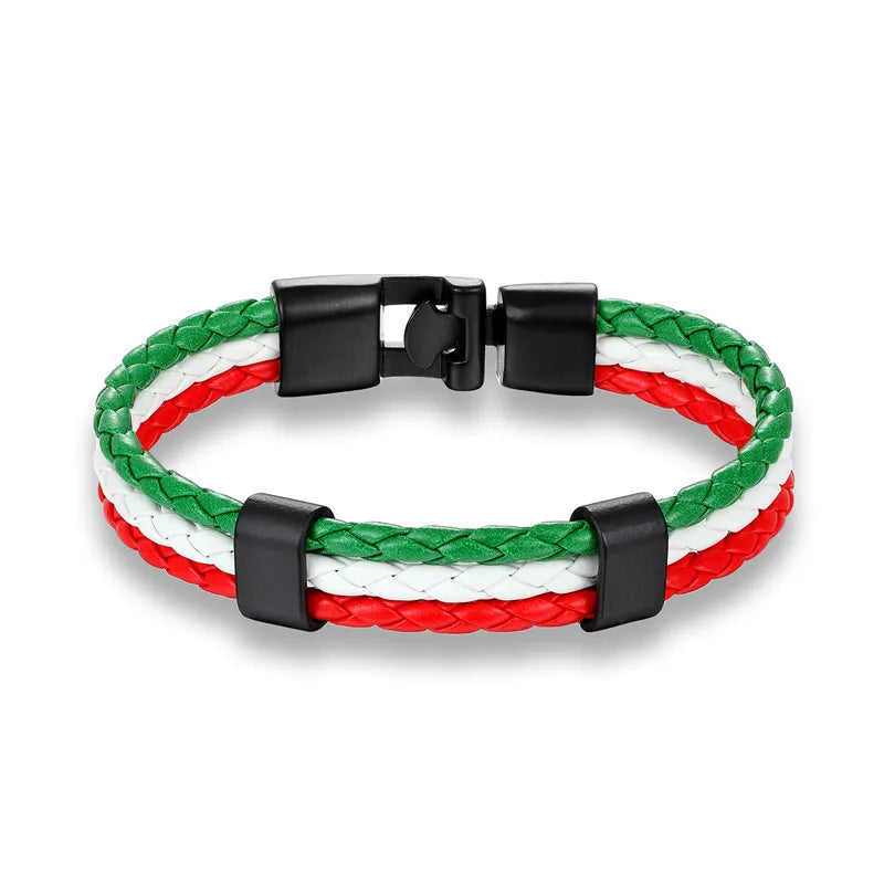 High Quality Country Spain Flag Leather Bracelet Men Women Easy-Hook Bracelets & Bangles Male Female Jewelry Pulseras