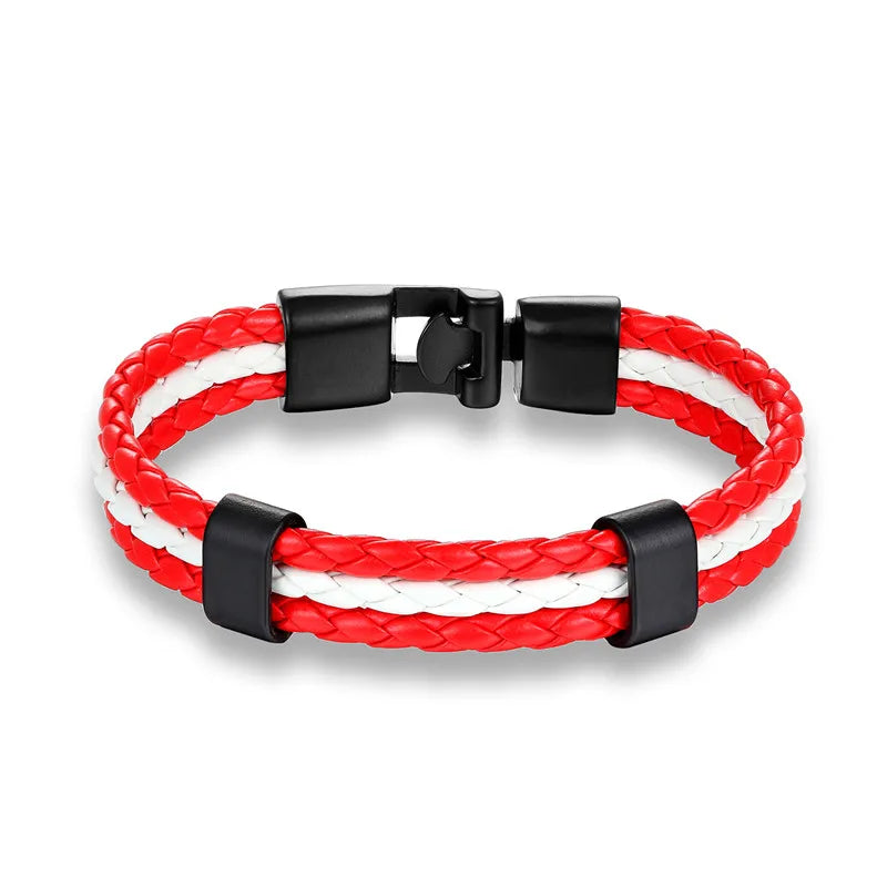 High Quality Country Spain Flag Leather Bracelet Men Women Easy-Hook Bracelets & Bangles Male Female Jewelry Pulseras