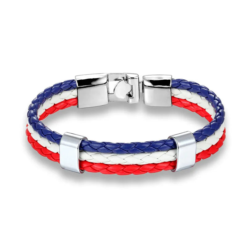 High Quality Country Spain Flag Leather Bracelet Men Women Easy-Hook Bracelets & Bangles Male Female Jewelry Pulseras