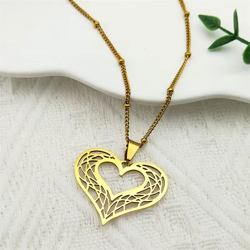Heart Stainless Steel Necklace Women Gold Color Love Necklaces Jewelry Valentine'S Day Gift Inoxidable Joyeria Mujer N619S01