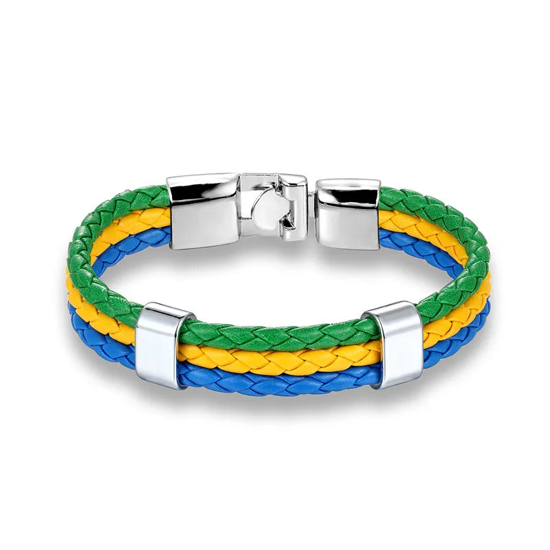 High Quality Country Spain Flag Leather Bracelet Men Women Easy-Hook Bracelets & Bangles Male Female Jewelry Pulseras