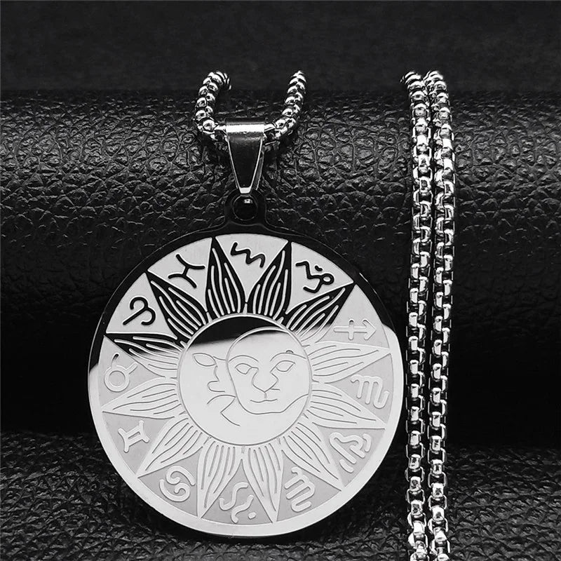 Witchcraft Pentagram Stainless Steel Necklace Chain for Men Jewish Hebrew Tetragrammaton Necklace Pentacle Jewelry N1163