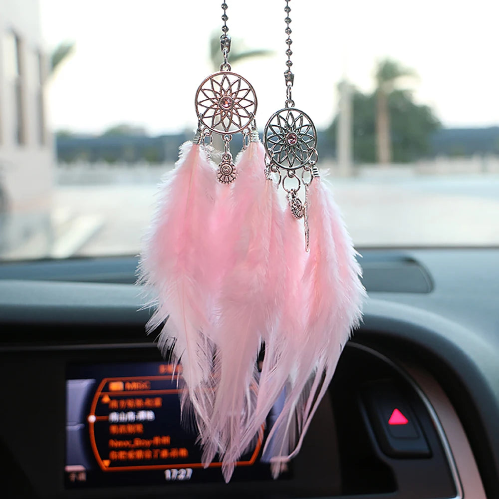 Mini Dream Catcher Car Pendant Wind Chimes Feather Decoration Home Decor & Wall Hanging Adornment Handmade Dreamcatcher Gifts