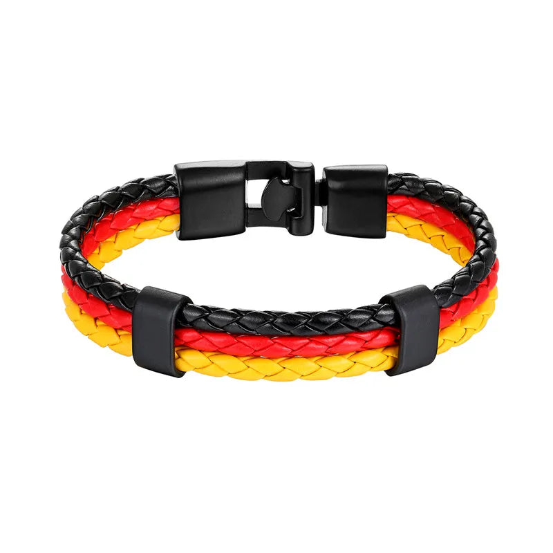 High Quality Country Spain Flag Leather Bracelet Men Women Easy-Hook Bracelets & Bangles Male Female Jewelry Pulseras
