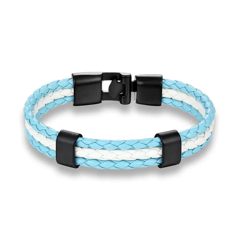 High Quality Country Spain Flag Leather Bracelet Men Women Easy-Hook Bracelets & Bangles Male Female Jewelry Pulseras