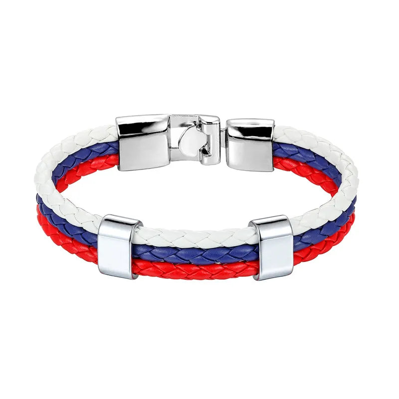 High Quality Country Spain Flag Leather Bracelet Men Women Easy-Hook Bracelets & Bangles Male Female Jewelry Pulseras