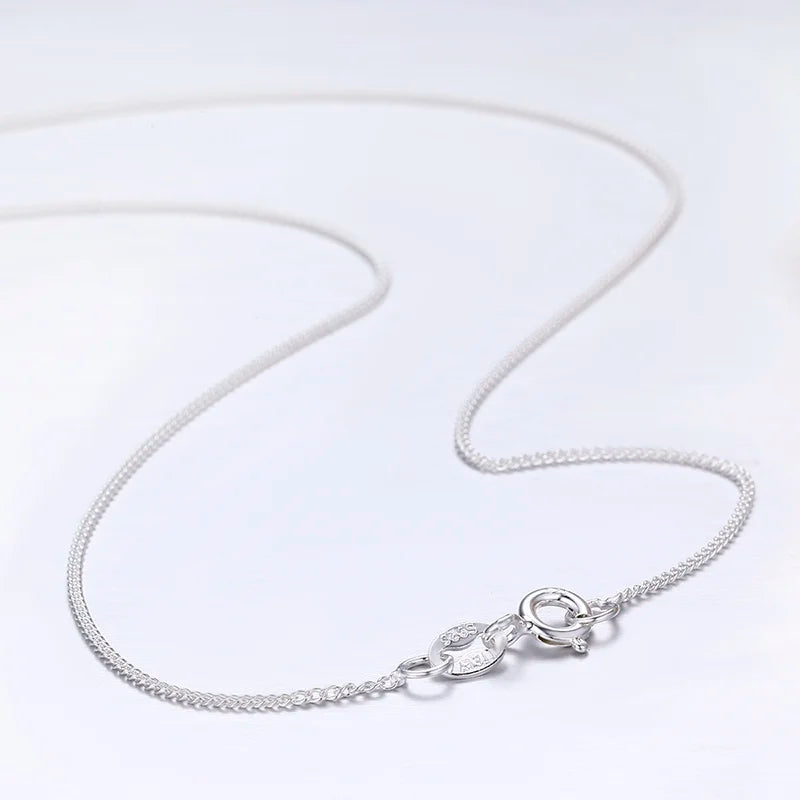 35-80Cm 1Mm Thin Pure 925 Sterling Silver Side Curb Chain Choker Necklaces for Women Girl Jewelry Kolye Collare Collier Ketting