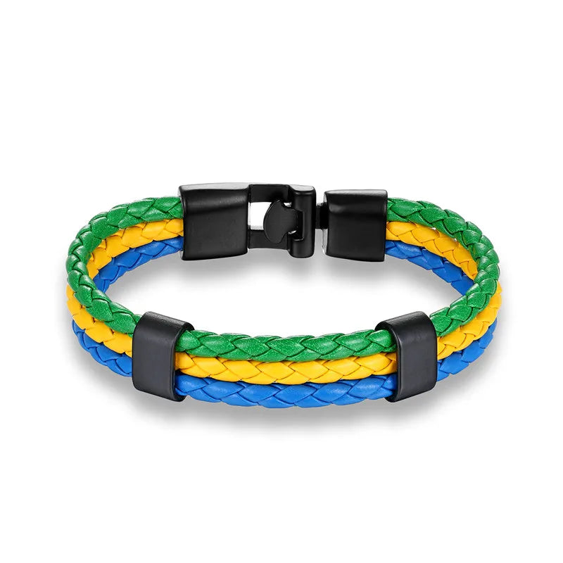 High Quality Country Spain Flag Leather Bracelet Men Women Easy-Hook Bracelets & Bangles Male Female Jewelry Pulseras