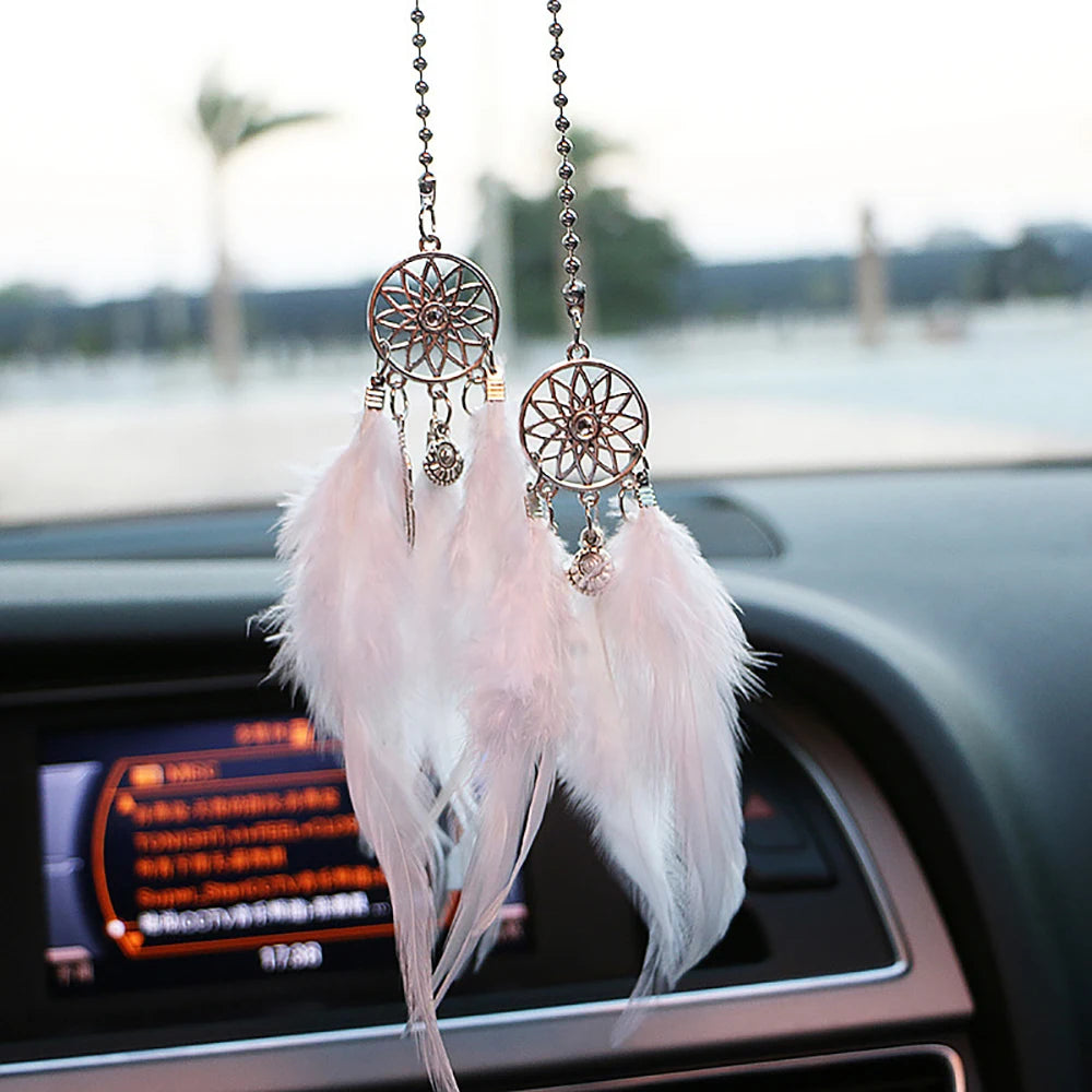 Mini Dream Catcher Car Pendant Wind Chimes Feather Decoration Home Decor & Wall Hanging Adornment Handmade Dreamcatcher Gifts