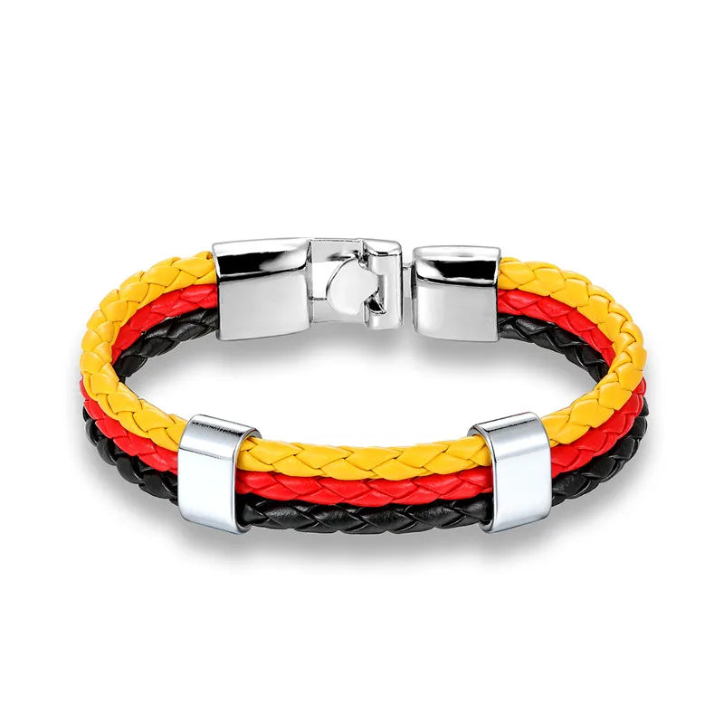 High Quality Country Spain Flag Leather Bracelet Men Women Easy-Hook Bracelets & Bangles Male Female Jewelry Pulseras