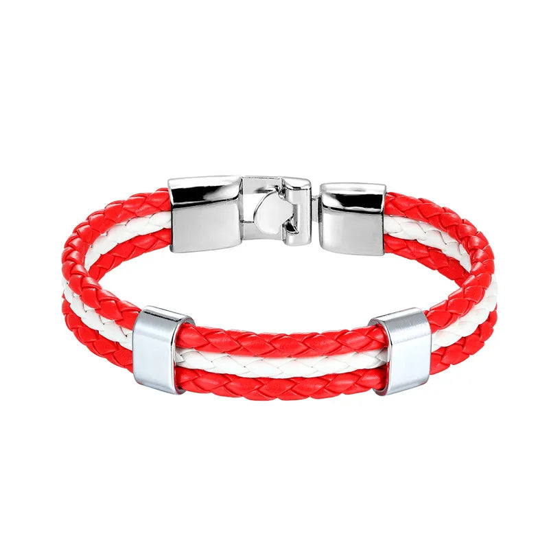 High Quality Country Spain Flag Leather Bracelet Men Women Easy-Hook Bracelets & Bangles Male Female Jewelry Pulseras