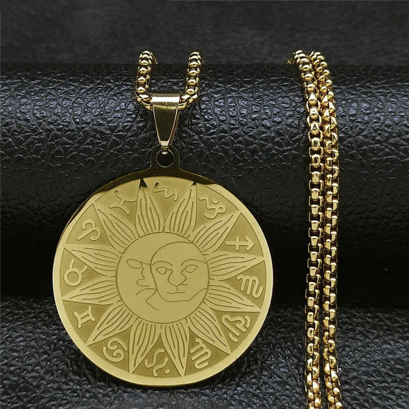 Witchcraft Pentagram Stainless Steel Necklace Chain for Men Jewish Hebrew Tetragrammaton Necklace Pentacle Jewelry N1163