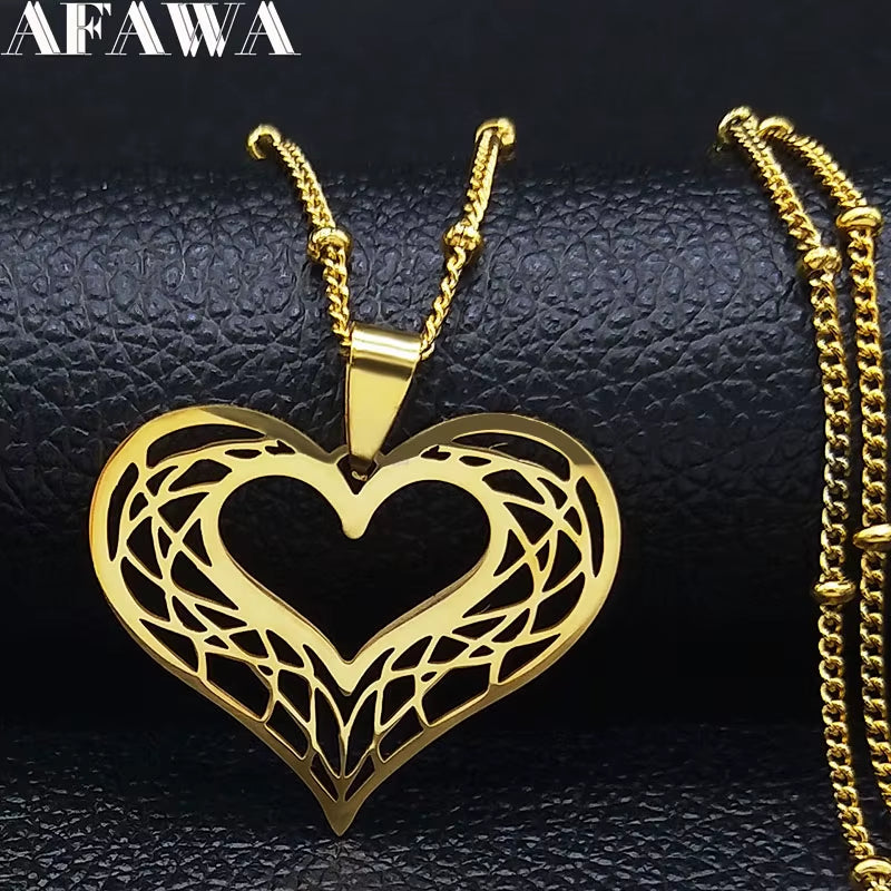 Heart Stainless Steel Necklace Women Gold Color Love Necklaces Jewelry Valentine'S Day Gift Inoxidable Joyeria Mujer N619S01
