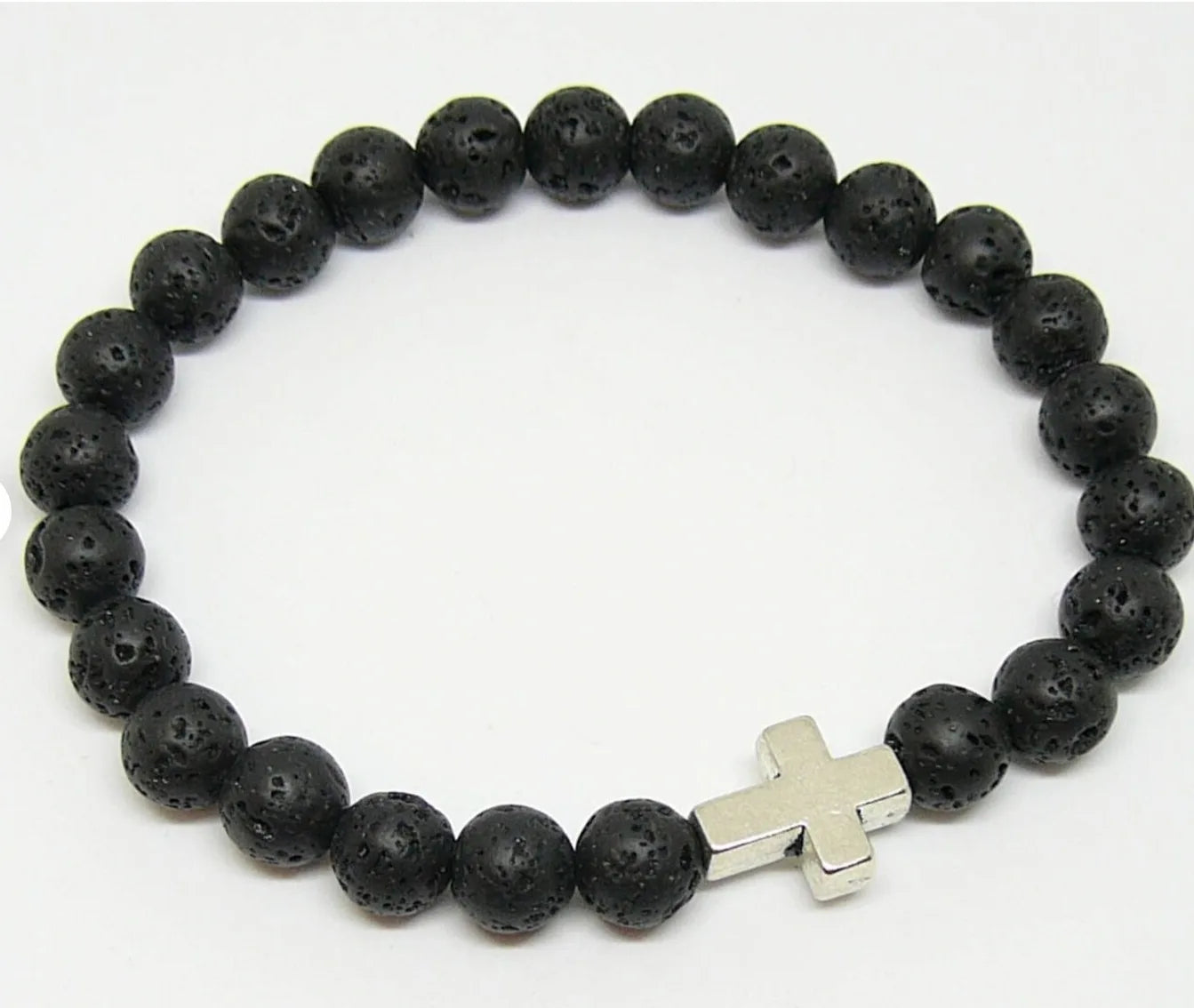 Cross Turquoise Coconut Bead Bracelet, Turquoise or Hematite, Mens Bracelet Mens Gift Mens Beaded Bracelet