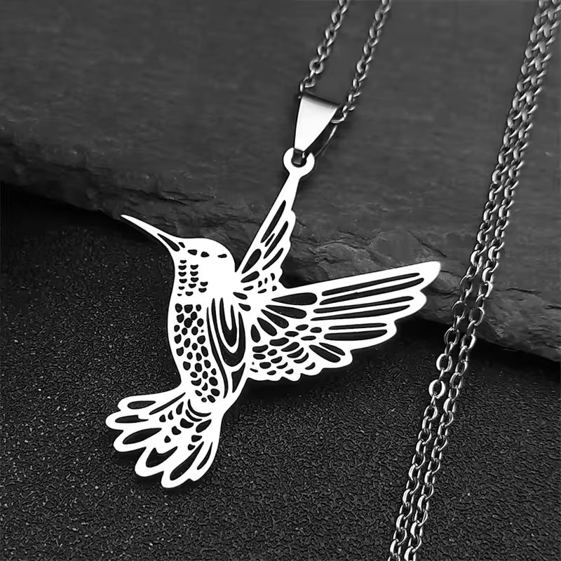 Hummingbird Pendant Stainless Steel Necklaces for Women Bird Necklace Hummingbird Colibri Jewelry Acero Inoxidable Joyeria N742